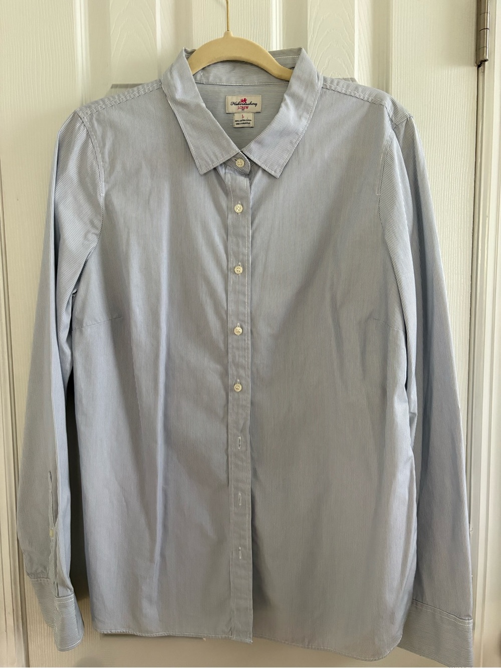 J. Crew Pale Gray and White pinstriped Women's  Dress Shirt